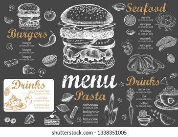 Restaurant cafe menu, template design. Food flyer.