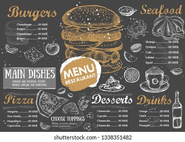 Restaurant cafe menu, template design. Food flyer.