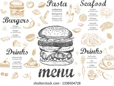 Restaurant cafe menu, template design. Food flyer.