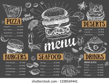 Restaurant cafe menu, template design. Food flyer.