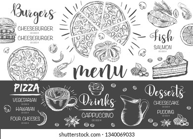Restaurant cafe menu, template design. Food flyer.