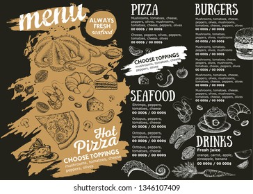 Restaurant cafe menu, template design. Food flyer.