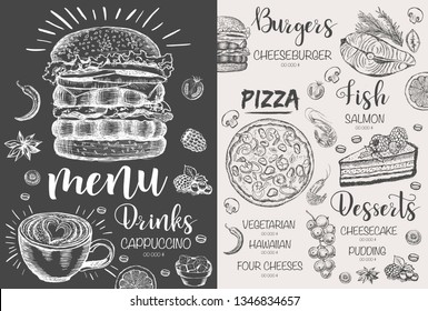 Restaurant cafe menu, template design.
