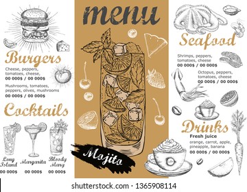 Restaurant cafe menu, template design. Food flyer.