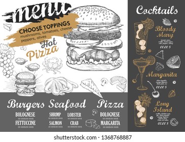 Restaurant cafe menu, template design. Food flyer.
