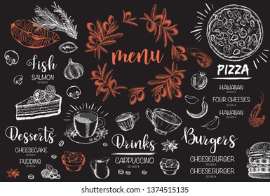 Restaurant cafe menu, template design. Food flyer.