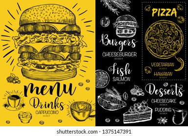 Restaurant cafe menu, template design.
