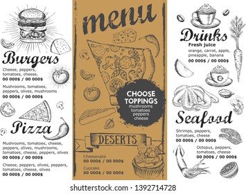 Restaurant cafe menu, template design. Food flyer.