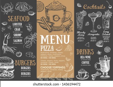 Restaurant cafe menu, template design. Food flyer.