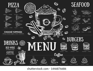 Restaurant cafe menu, template design. Food flyer. Coffee house menu.