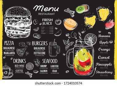 Restaurant cafe menu, template design. Food flyer.