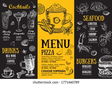 Restaurant cafe menu, template design. Food flyer.