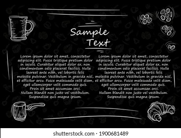 Menú de la cafetería del restaurante. diseño de plantilla. Volante sobre comida, café y té, galletas, bocadillos.
