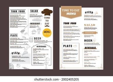 Restaurant Cafe Menu, Template Design Food Leaflet