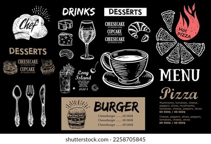 Restaurant cafe menu, template design. Food flyer.	