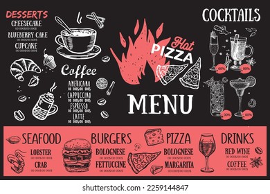 Restaurant cafe menu, template design. Food flyer.