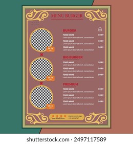 Restaurant Cafe menu, template design. Food flyer.Fast food restaurant menu or business marketing social media web banner template.