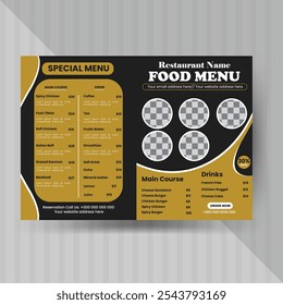 Restaurant, cafe menu, template design, food menu template. Fast food restaurant menu social media marketing poster template design. Standard and innovative menu card design.