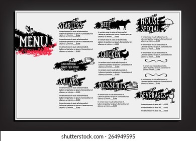 Restaurant cafe menu, template design. Food flyer. 