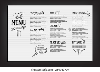 Restaurant cafe menu, template design. Food flyer. 