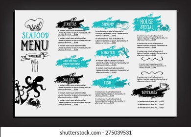 Restaurant cafe menu, template design. Food flyer. 