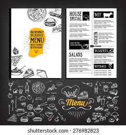 Restaurant cafe menu, template design. Food flyer.