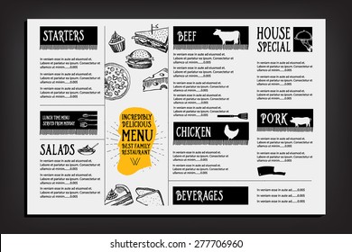 Restaurant cafe menu, template design. Food flyer.