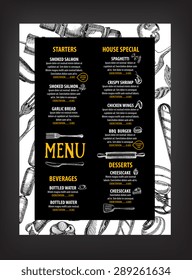 Restaurant cafe menu, template design. Food flyer.