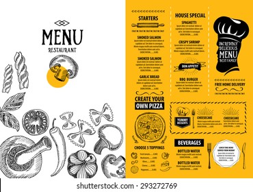 Restaurant cafe menu, template design. Food flyer.