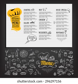 Restaurant cafe menu, template design. Food flyer.