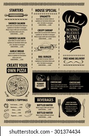 Restaurant cafe menu, template design. Food flyer.