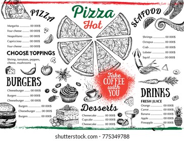 Restaurant cafe menu, template design. Food flyer.