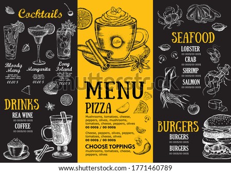 Restaurant cafe menu, template design. Food flyer.