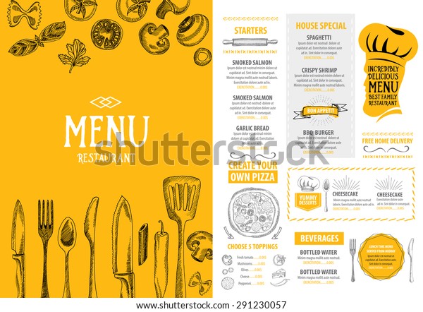 レストランカフェのメニュー テンプレートデザイン 食べ物チラシ のベクター画像素材 ロイヤリティフリー