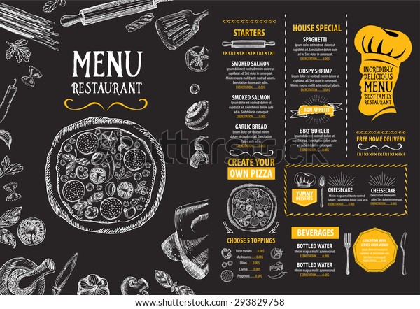 レストランカフェのメニュー テンプレートデザイン 食べ物チラシ のベクター画像素材 ロイヤリティフリー