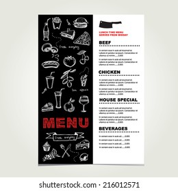 Restaurant cafe menu, template design.Vector illustration.