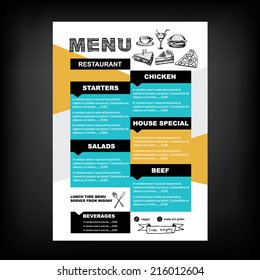 Restaurant cafe menu, template design.Vector illustration.