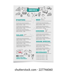 Restaurant cafe menu, template design.Vector illustration.