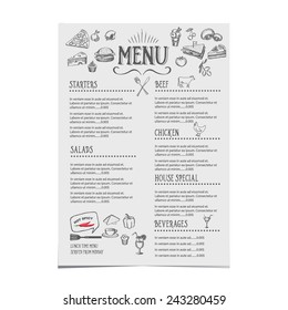 Restaurant cafe menu, template design.Vector illustration.