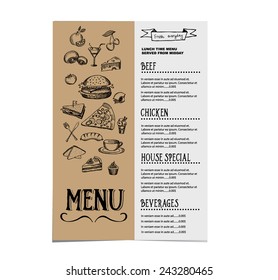 Restaurant cafe menu, template design.Vector illustration.