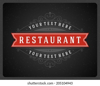 Restaurant or cafe menu vector design template vintage style. Flourishes calligraphic. 