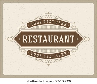 Restaurant or cafe menu vector design template vintage style. Flourishes calligraphic. 