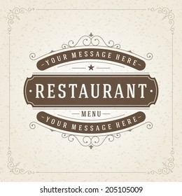 Restaurant or cafe menu vector design template vintage style. Flourishes calligraphic. 