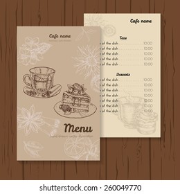 Restaurant or cafe menu vector design template. Hand drawn illustration