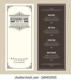 Restaurant Or Cafe Menu Vector Design Template With Vintage Retro Art Deco Frame Style