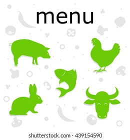 Restaurant  cafe menu. Vegetables Meat food