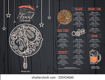 Restaurant cafe menu, wood background and texture template.