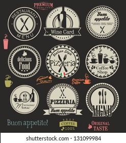Restaurant and cafe retro labels