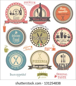 Restaurant and cafe retro labels