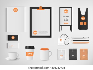 restaurant cafe set shop front design vector